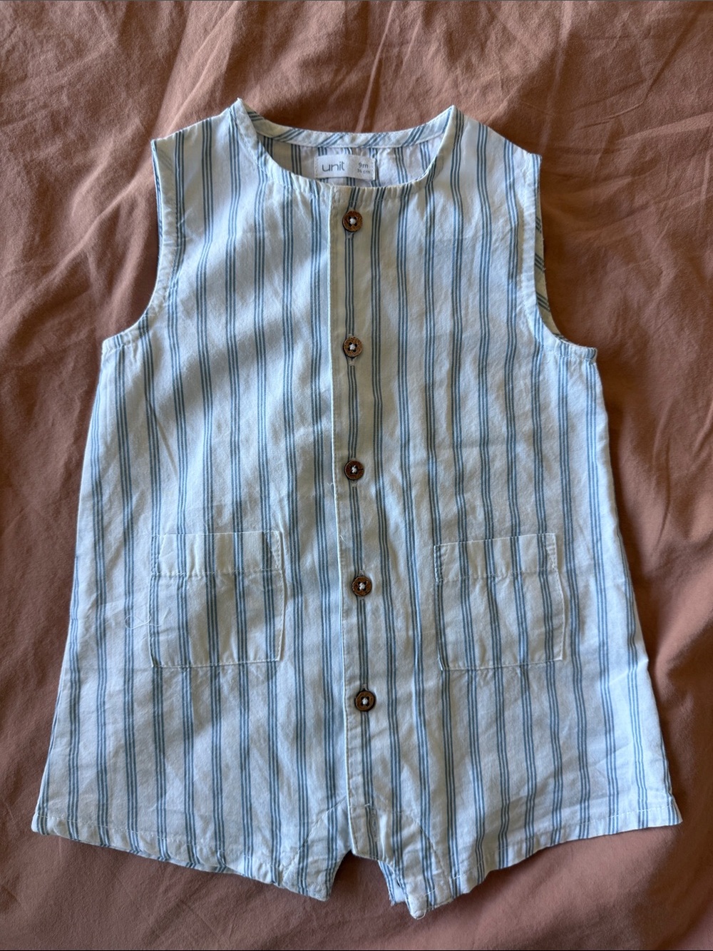 Baby Blue Stripe Sleeveless Romper